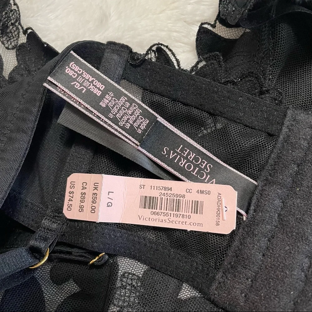 Victoria Secret Black Floral Longline Bralette - Picture 9 of 9